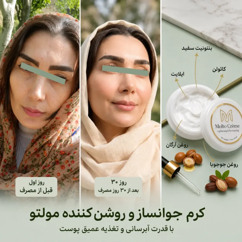 نتیجه استفاده از کرم جوانساز و روشن‌کننده مولتو کرم