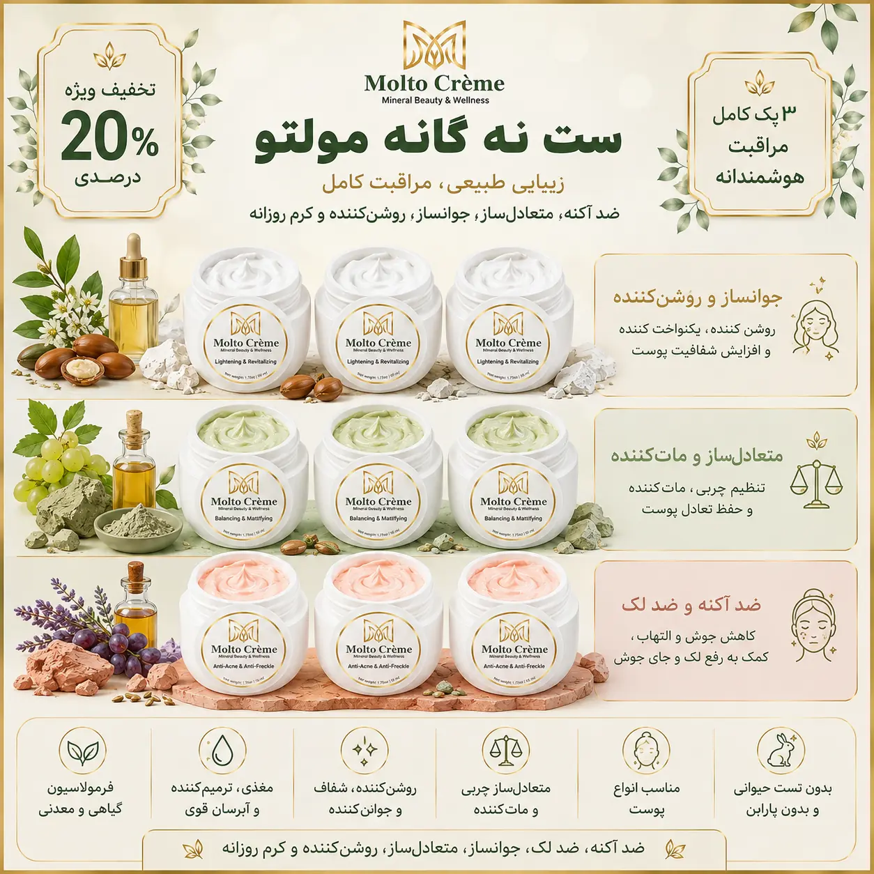 ست نهگانه مولتو (۳ ست کامل مراقبت پوستی)